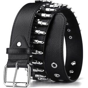 🆕 Women Black Studded Waist Belt Stud Punk Rock Cosplay Halloween Metal Buckle